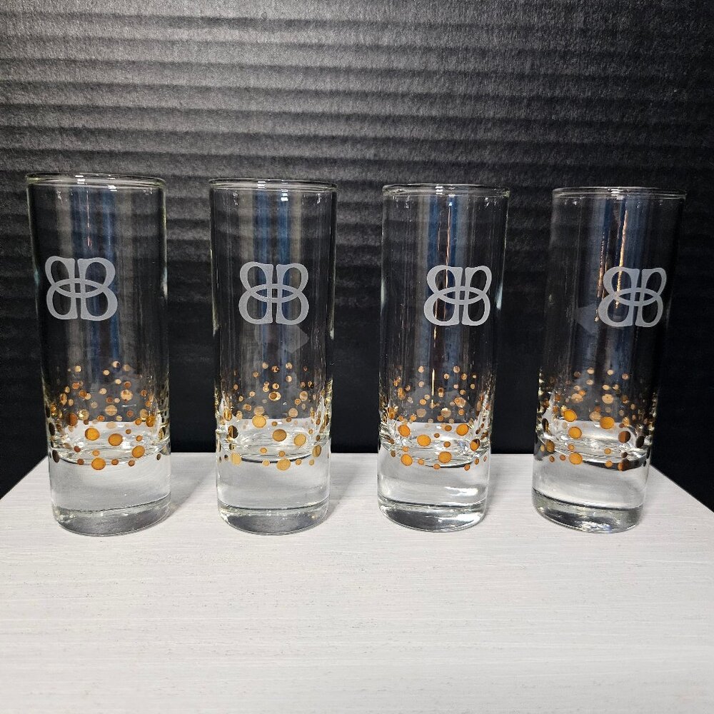Set of 4 New Bailey's Irish Cream Tall Shooter Shot Glasses Etch Logo